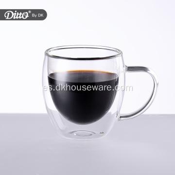 Taza de café expreso de pared doble transparente aislada personalizada de lujo